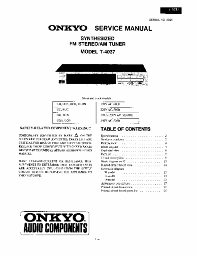 Onkyo T4037 Onkyo FM Stereo / AM tuner T4037